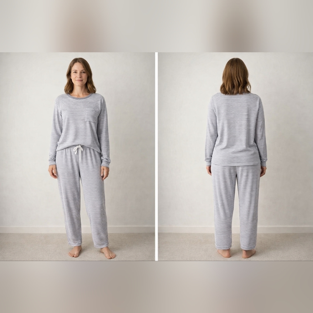 Cozy Gray‎ Striped Women's Pajama Set